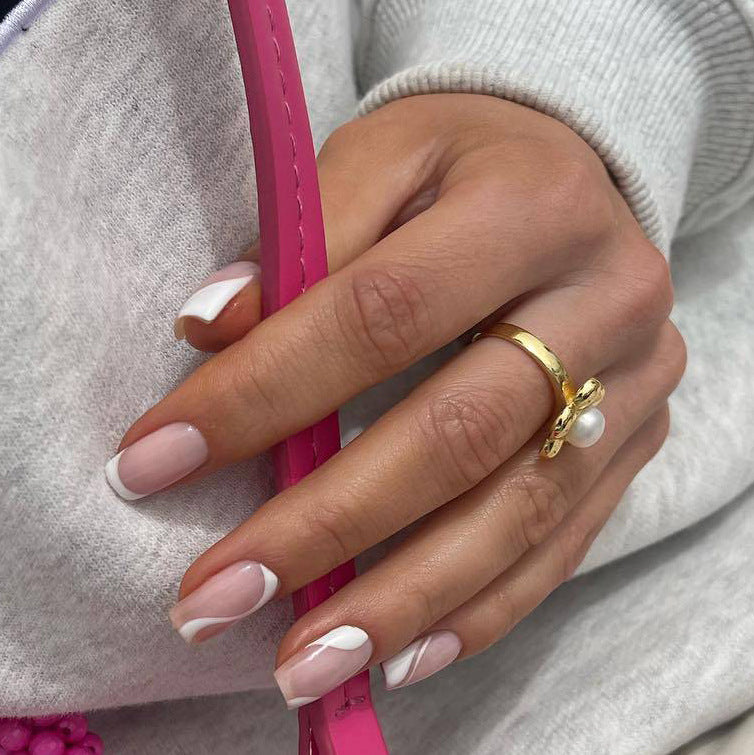 French Short White Finished Nails