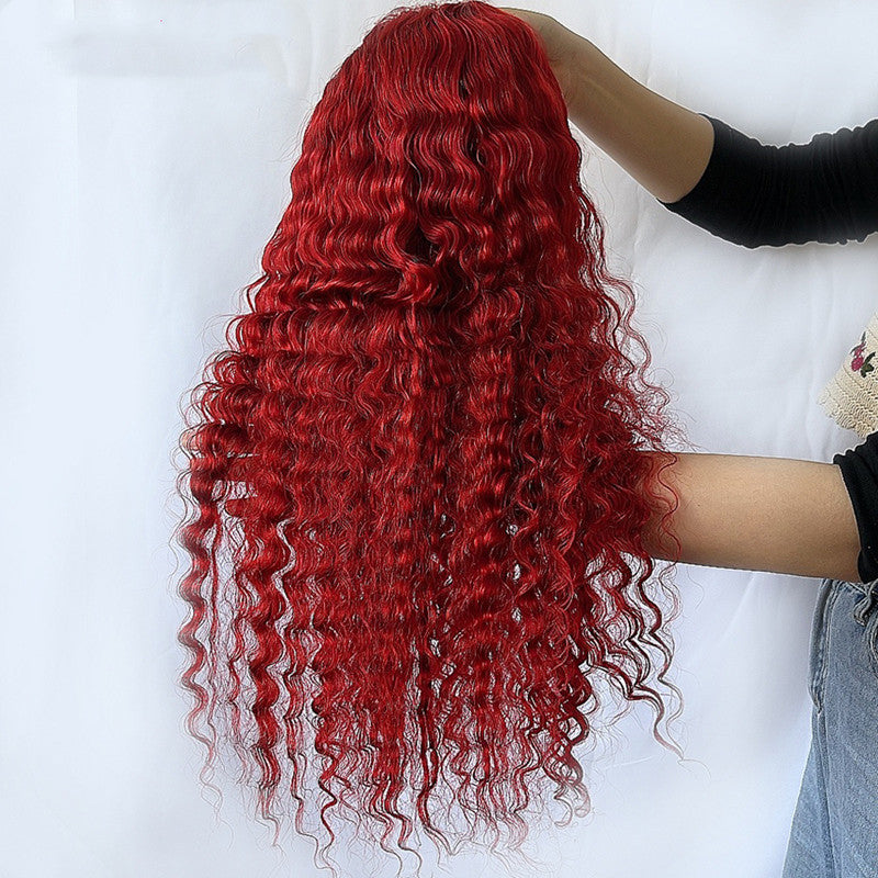 New Arrival Red Deep Wave Lace Front Wig