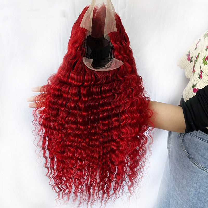 New Arrival Red Deep Wave Lace Front Wig