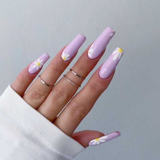 Long Pastoral Style Nails 24 Pieces