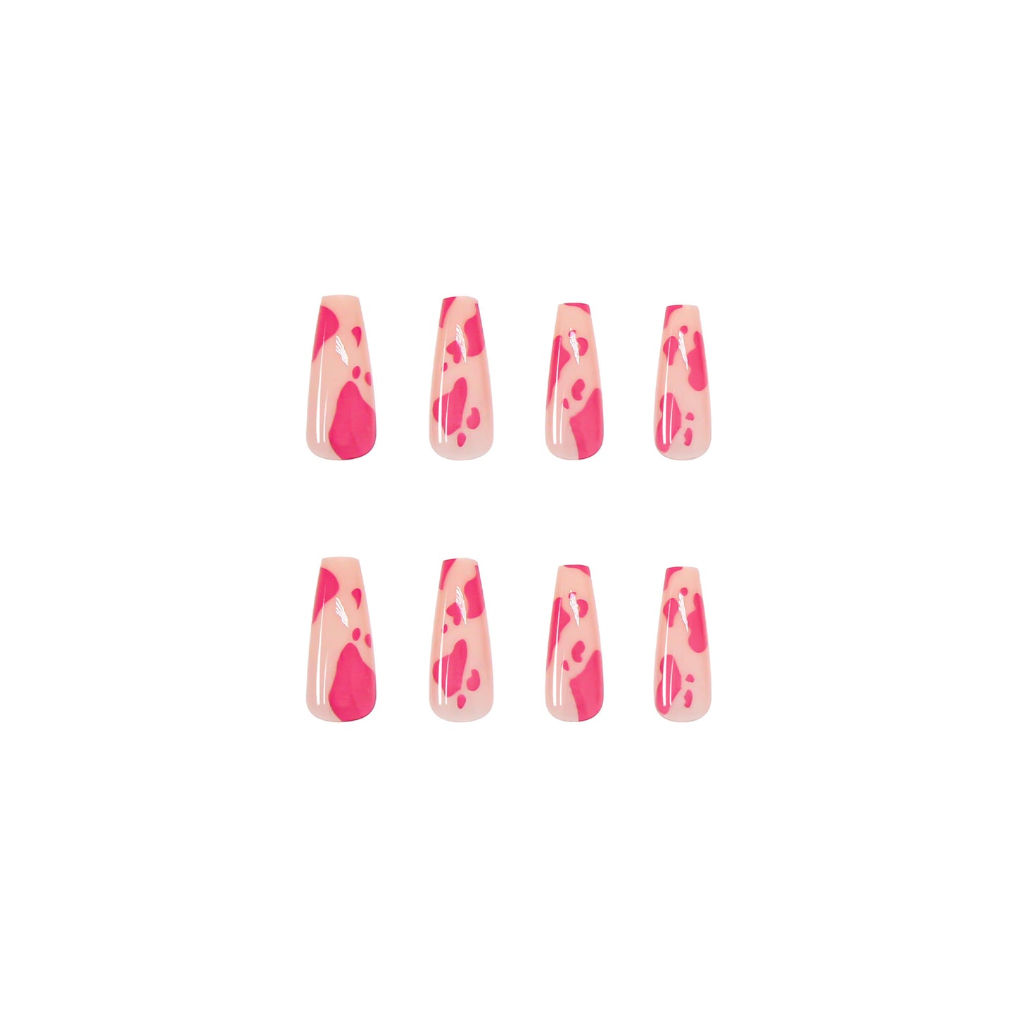 New Arrival Long Pink & White Nails 24 Pieces