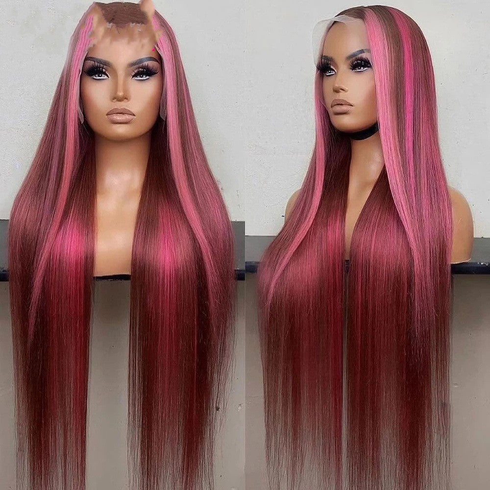 Straight Pink Highlight Lace Front Wig