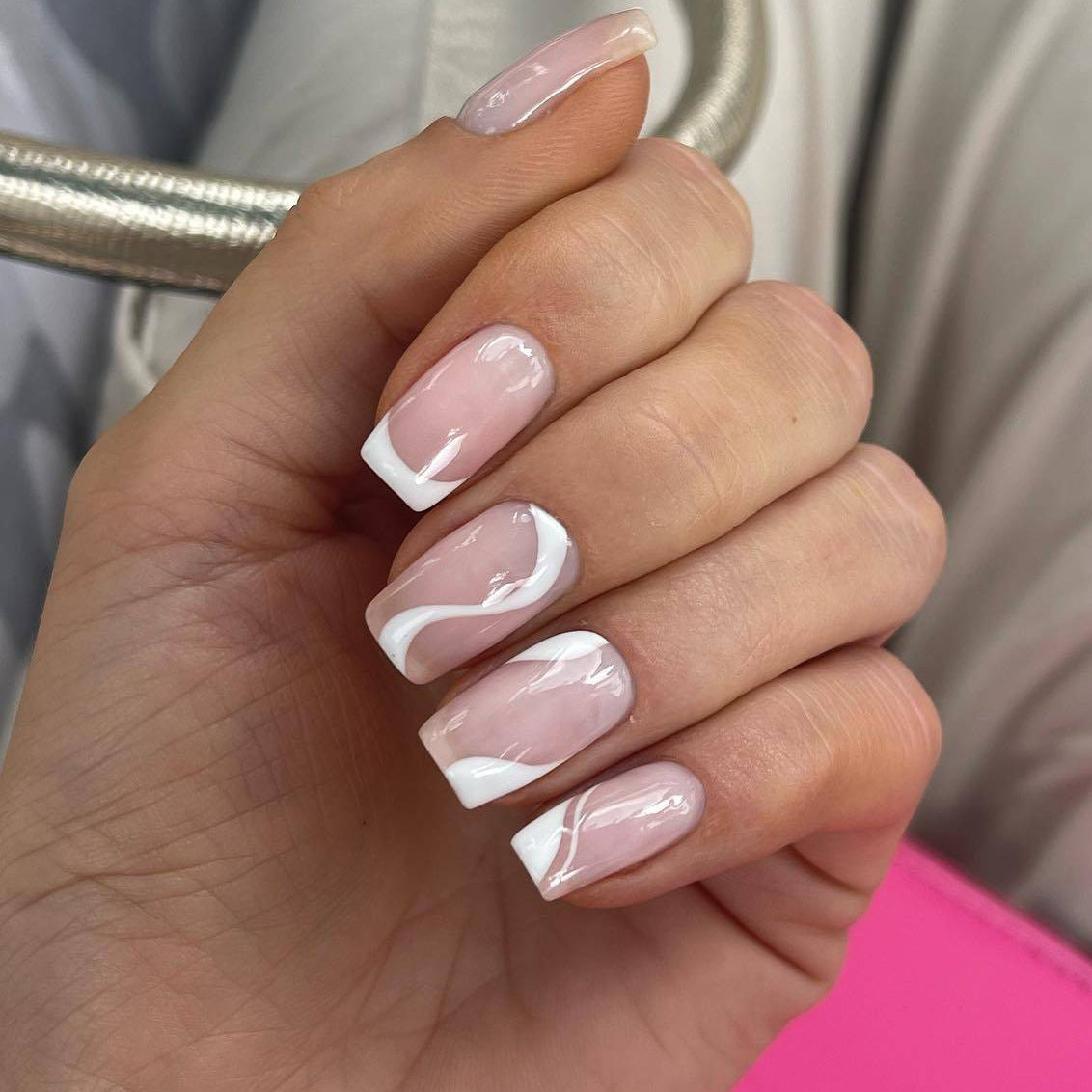 French Short White Finished Nails