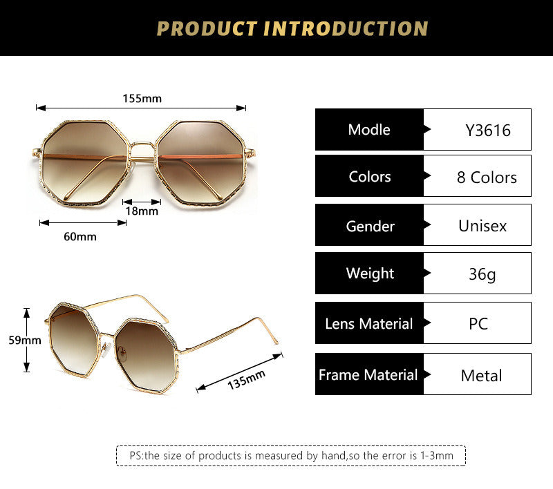 Ladies Polygon Irregular Gradient Sunglasses