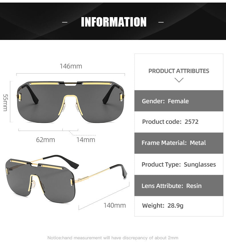 Fashion Rimless Square Sunglasses Women Glasses Retro Sunglass Men Windproof Eyewear UV400 Sun Glass Gradient Shades